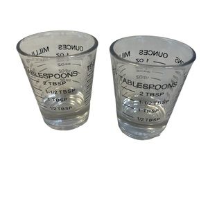 Lot of 6 Glass Measuring Shot Glasses Boiling Water, Microwave, Dishwasher Safe